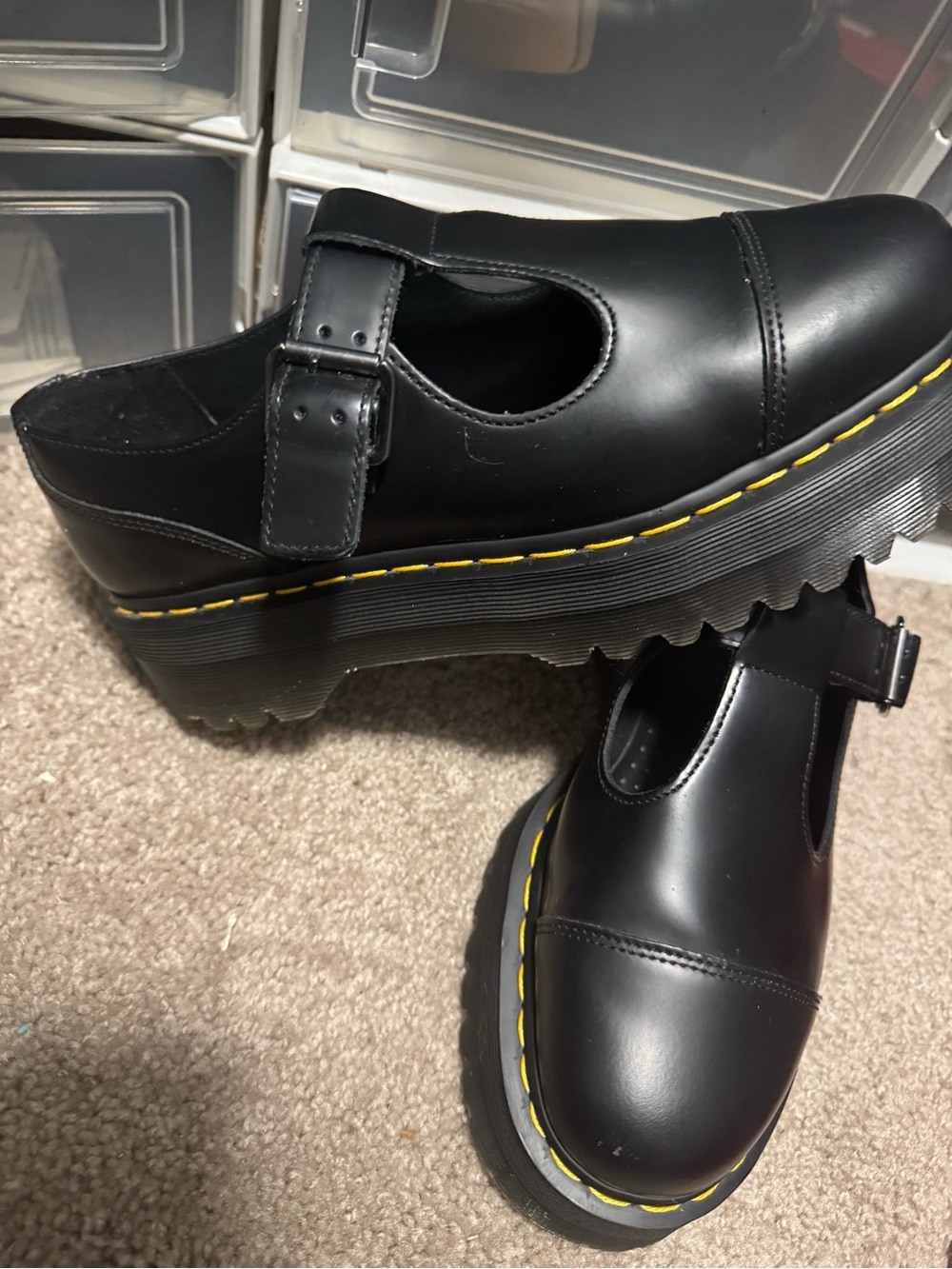 Dr. Martens Black Leather Mary Jane Slip-On Loafers